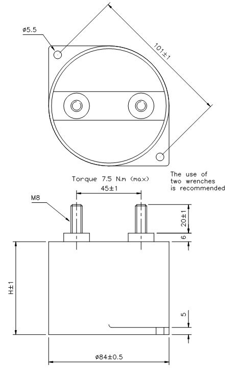 GRA : Polypropylene: 450Vdc - 1100Vdc dimensions